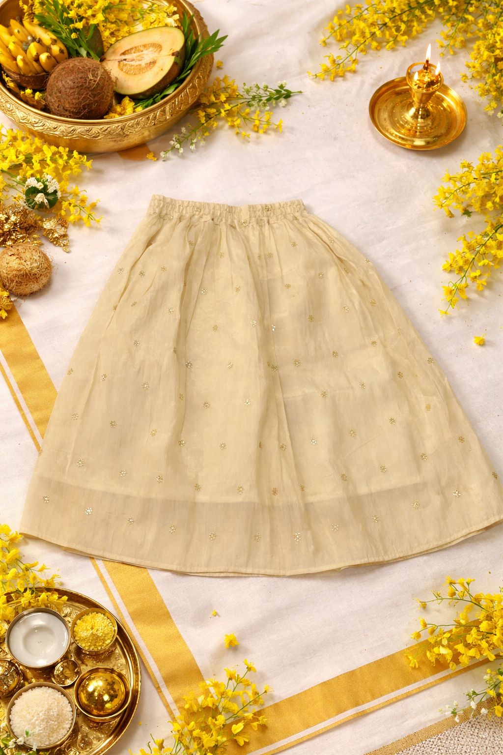 Girl's Festive Tissue Skirt and Blue Top