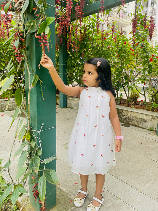 NM06 - Mul Chanderi A-line Dress for Girls