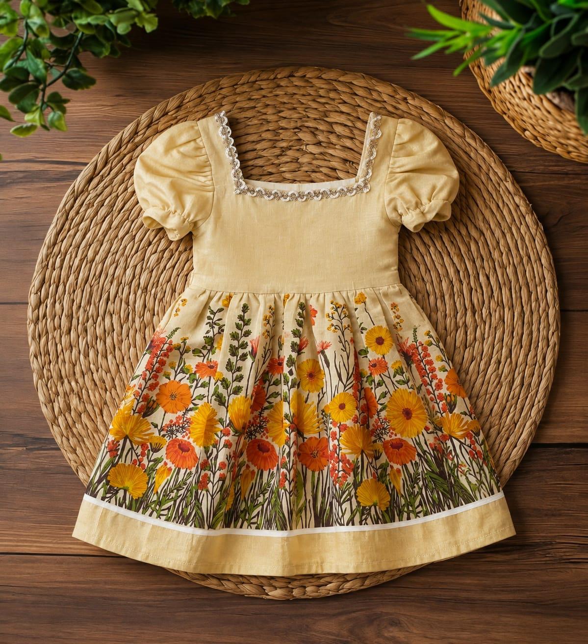 Girl's Festive Floral Tissue Dress