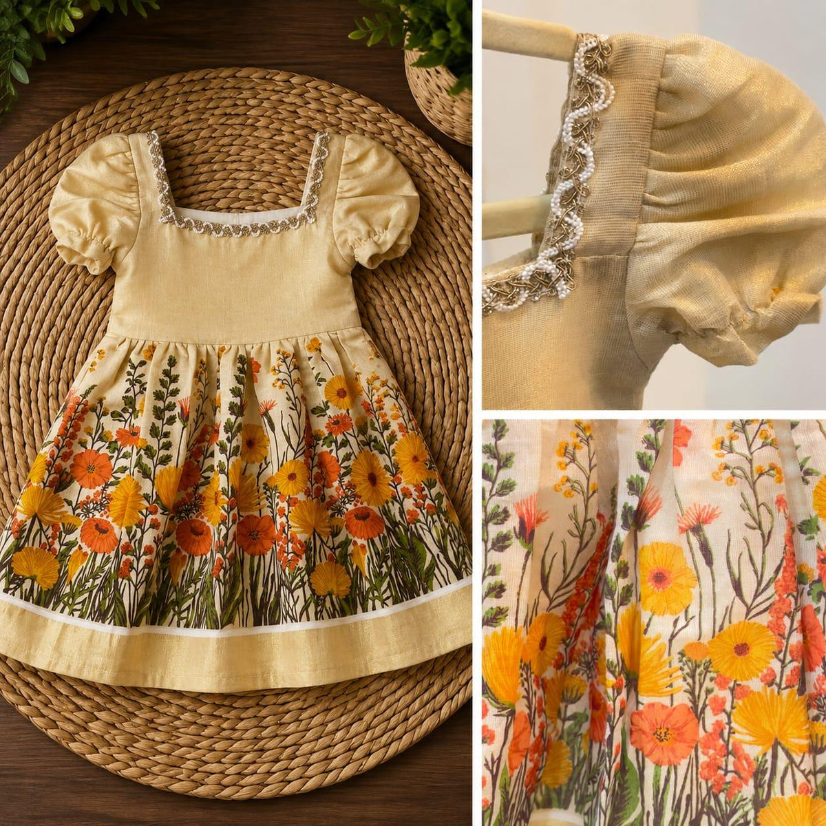Girl's Festive Floral Tissue Dress